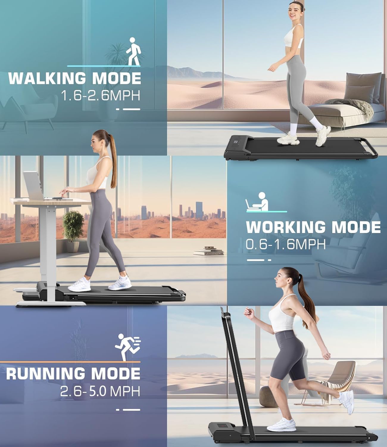 Under Desk Walking Pad Treadmill β Foldable, 265 lb Capacity