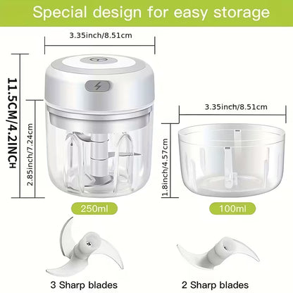 Smart Finds - SwiftChop™ Mini Electric Food Chopper – 250ml USB Rechargeable Kitchen Processor
