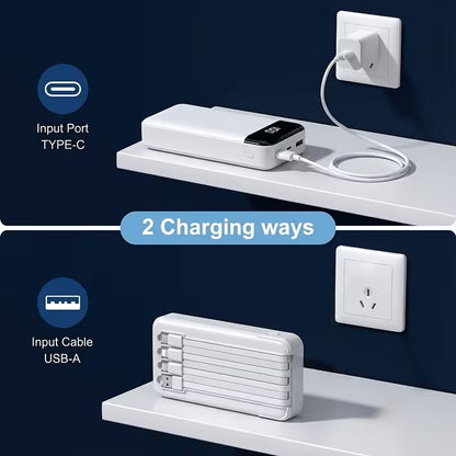 Large Capacity Digital Display Power Bank – Fast Charging with Built-In Cables