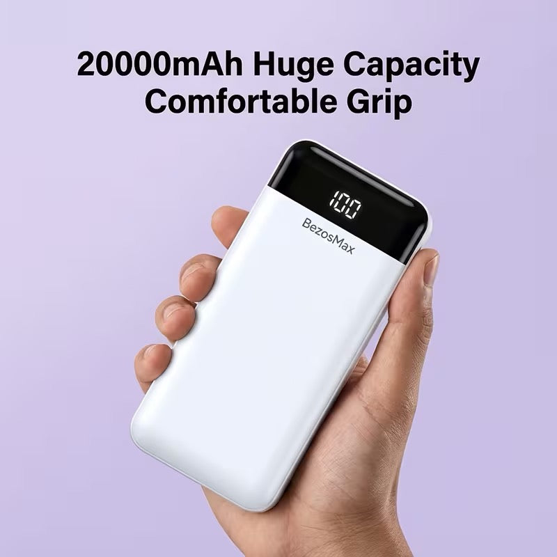 Large Capacity Digital Display Power Bank – Fast Charging with Built-In Cables