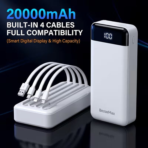 Smart Finds - Large Capacity Digital Display Power Bank – Fast Charging with Built-In Cables