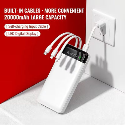 Large Capacity Digital Display Power Bank – Fast Charging with Built-In Cables