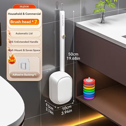 Smart Finds Universal Toilet Brush Set – 7 Replaceable Heads & Auto-Close Holder