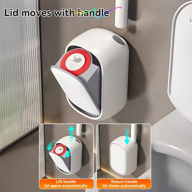 Smart Finds Universal Toilet Brush Set – 7 Replaceable Heads & Auto-Close Holder