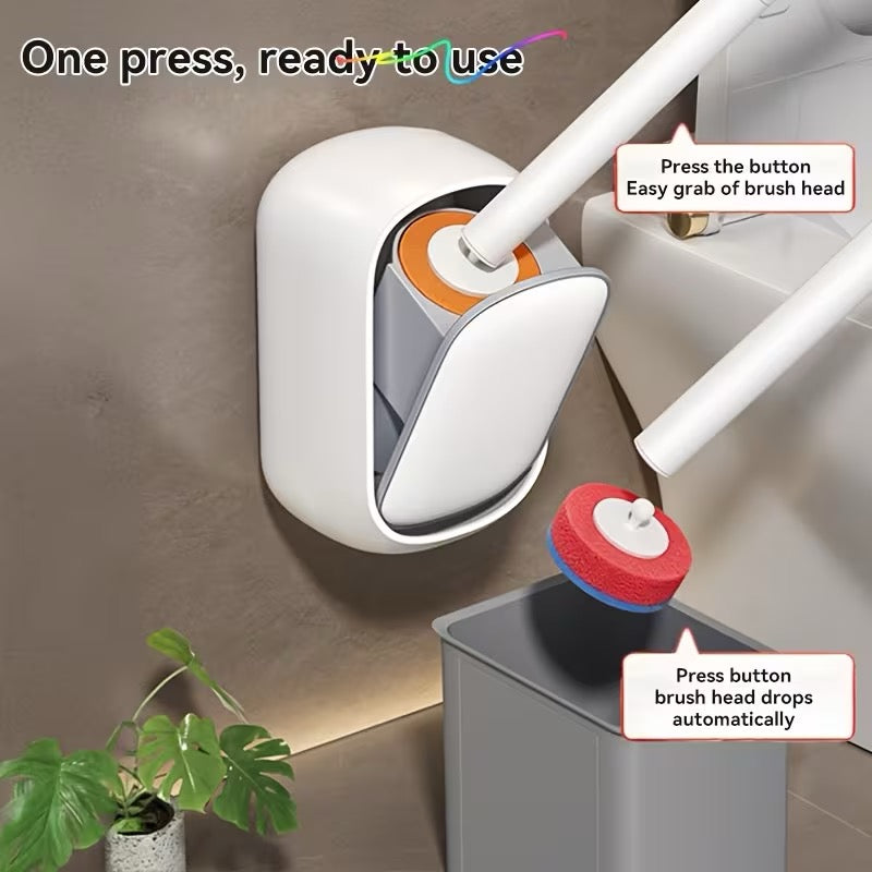 Smart Finds Universal Toilet Brush Set – 7 Replaceable Heads & Auto-Close Holder