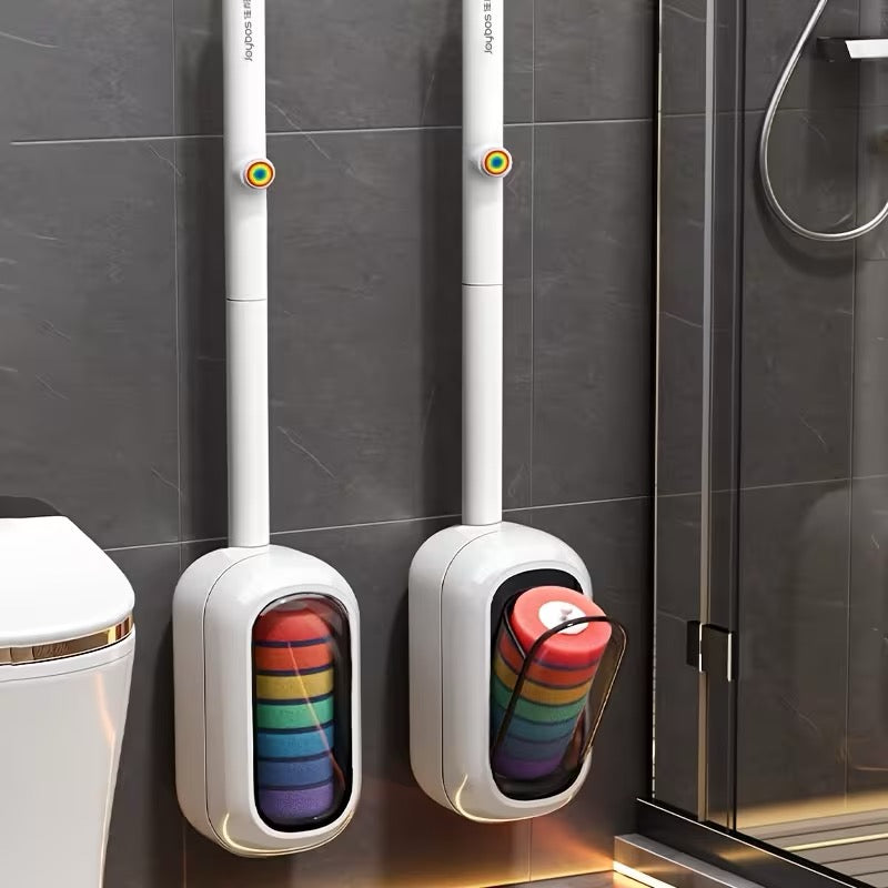 Smart Finds Universal Toilet Brush Set – 7 Replaceable Heads & Auto-Close Holder