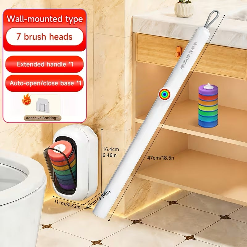 Smart Finds Universal Toilet Brush Set – 7 Replaceable Heads & Auto-Close Holder