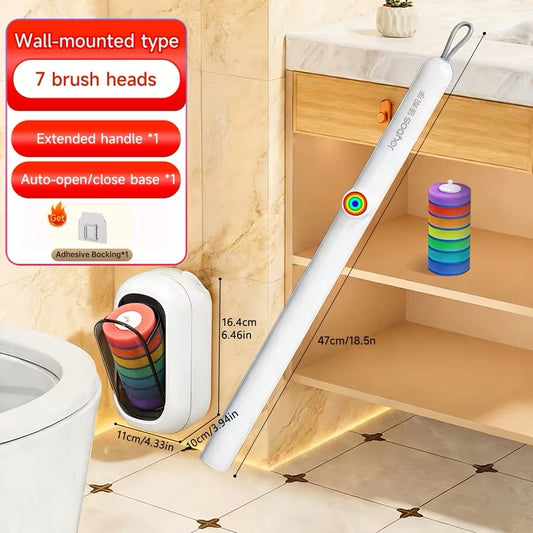 Smart Finds Universal Toilet Brush Set – 7 Replaceable Heads & Auto-Close Holder