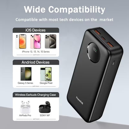 Large Capacity Digital Display Power Bank – Fast Charging with Built-In Cables