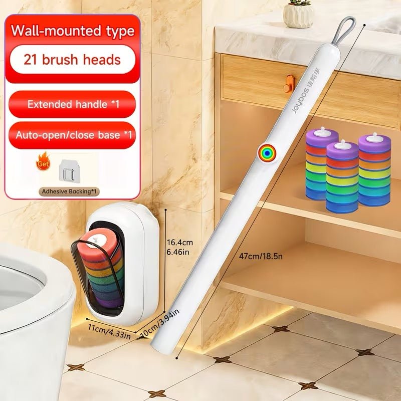 Smart Finds Universal Toilet Brush Set – 7 Replaceable Heads & Auto-Close Holder