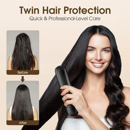 Cordless Hair Straightening Brush With LCD Display
